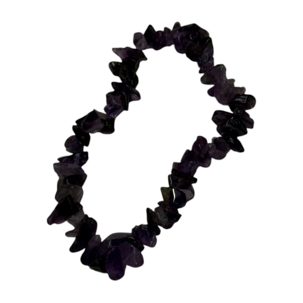 Natural Amethyst Chip Crystal Stretch Bracelet Purple Healing Stone - Picture 5 of 6